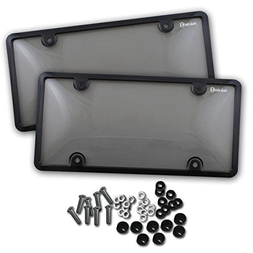 CHROME Frame UNBREAKABLE Tinted Smoke License Plate Shield Cover 